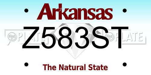 Z583ST Arkansas License Plate