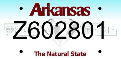 Z602801 Arkansas License Plate