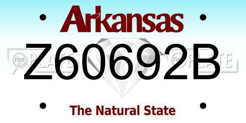 Z60692B Arkansas License Plate
