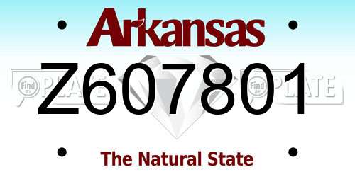 Z607801 Arkansas License Plate