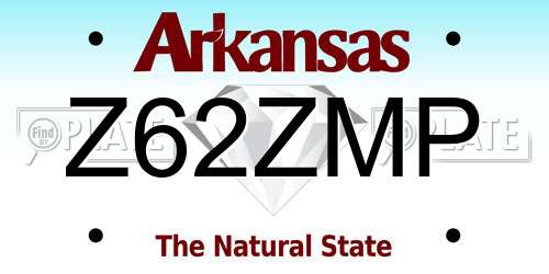 Z62ZMP Arkansas License Plate