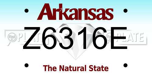 Z6316E Arkansas License Plate