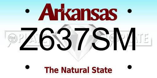 Z637SM Arkansas License Plate