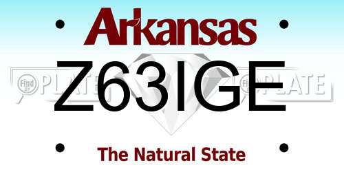 Z63IGE Arkansas License Plate