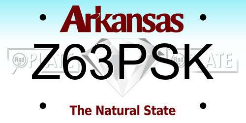 Z63PSK Arkansas License Plate