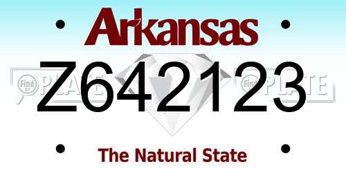 Z642123 Arkansas License Plate