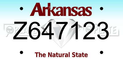 Z647123 Arkansas License Plate
