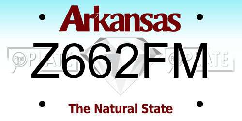 Z662FM Arkansas License Plate