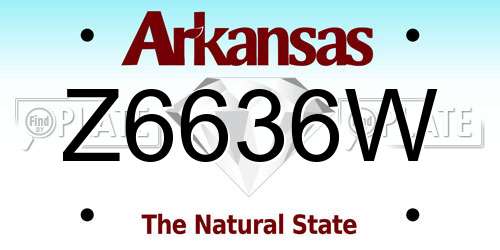 Z6636W Arkansas License Plate