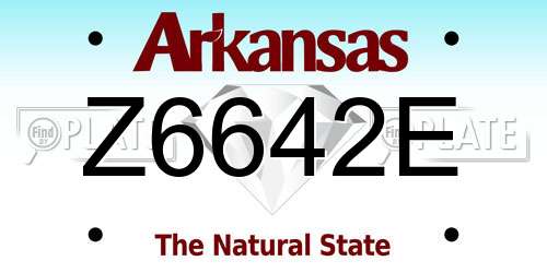 Z6642E Arkansas License Plate