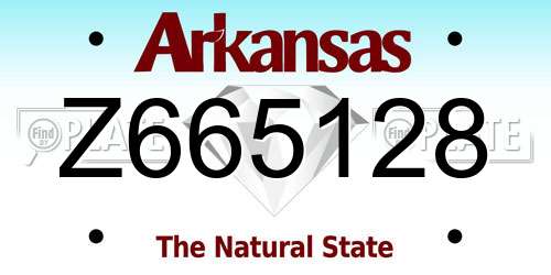 Z665128 Arkansas License Plate
