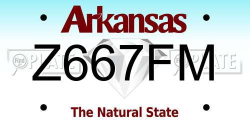 Z667FM Arkansas License Plate