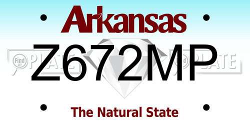 Z672MP Arkansas License Plate