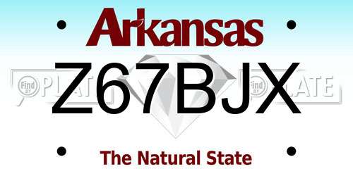 Z67BJX Arkansas License Plate