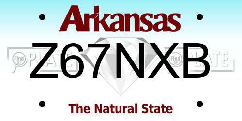 Z67NXB Arkansas License Plate