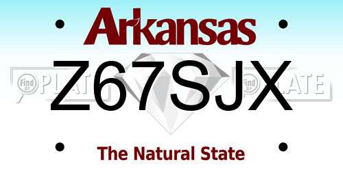 Z67SJX Arkansas License Plate