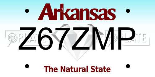 Z67ZMP Arkansas License Plate