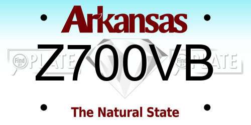 Z700VB Arkansas License Plate