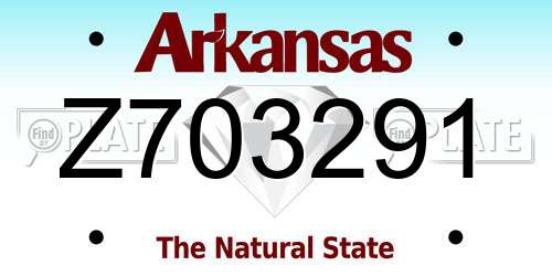 Z703291 Arkansas License Plate