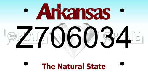 Z706034 Arkansas License Plate