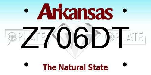 Z706DT Arkansas License Plate