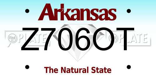 Z706OT Arkansas License Plate