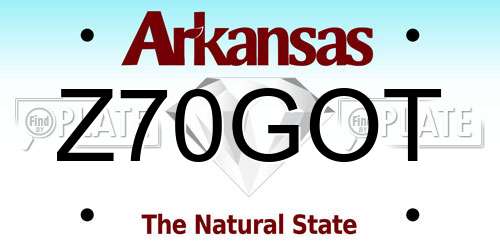 Z70GOT Arkansas License Plate