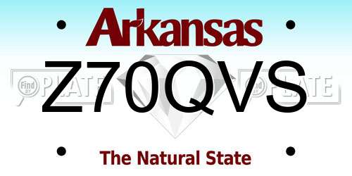 Z70QVS Arkansas License Plate