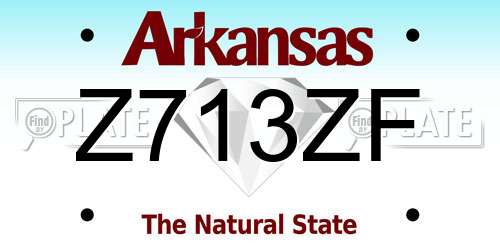 Z713ZF Arkansas License Plate