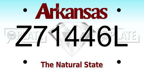 Z71446L Arkansas License Plate