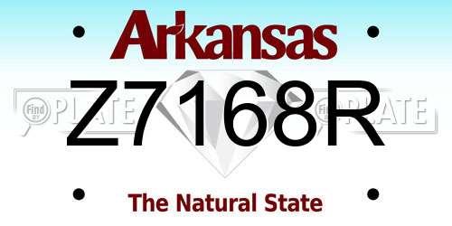 Z7168R Arkansas License Plate