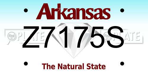 Z7175S Arkansas License Plate