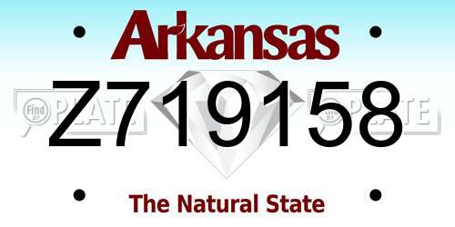 Z719158 Arkansas License Plate