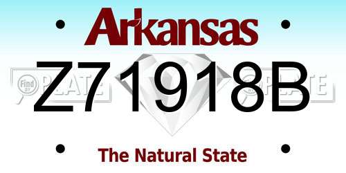 Z71918B Arkansas License Plate