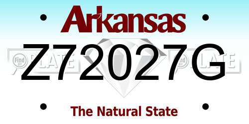 Z72027G Arkansas License Plate