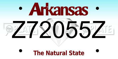 Z72055Z Arkansas License Plate