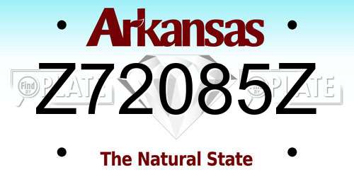 Z72085Z Arkansas License Plate