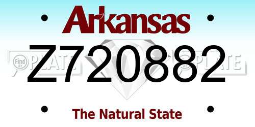 Z720882 Arkansas License Plate