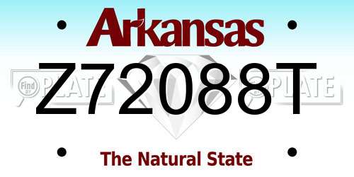 Z72088T Arkansas License Plate