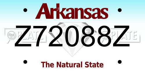 Z72088Z Arkansas License Plate