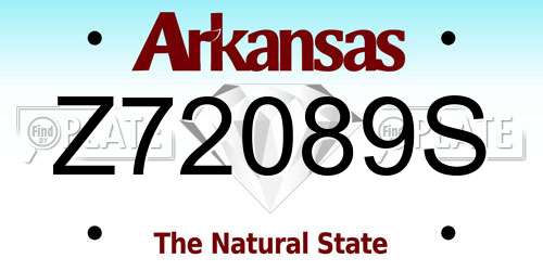 Z72089S Arkansas License Plate