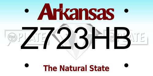 Z723HB Arkansas License Plate