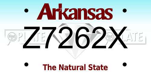 Z7262X Arkansas License Plate