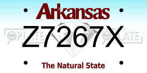 Z7267X Arkansas License Plate