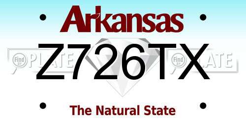 Z726TX Arkansas License Plate