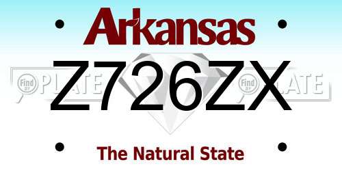 Z726ZX Arkansas License Plate