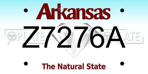 Z7276A Arkansas License Plate