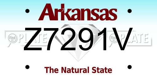 Z7291V Arkansas License Plate
