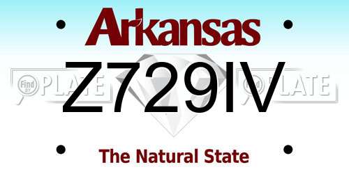 Z729IV Arkansas License Plate