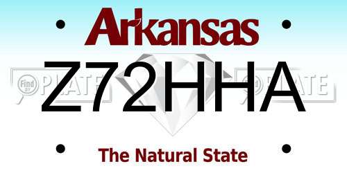 Z72HHA Arkansas License Plate